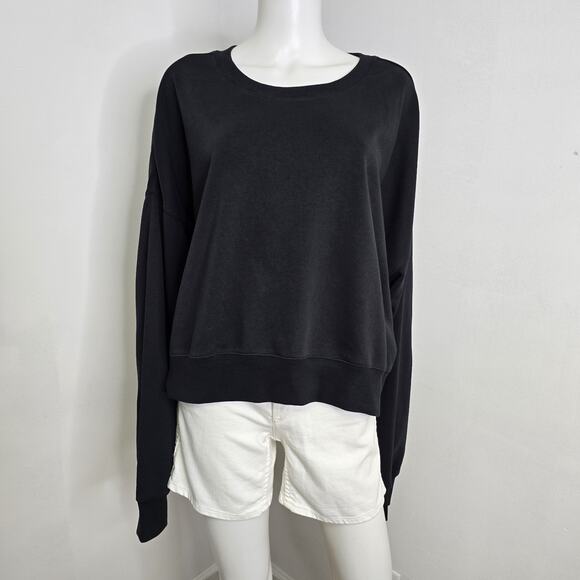 Fabletics 4X Sweatshirt Pullover Black Crop Long Sleeve French Terry Lounge - Picture 1 of 10